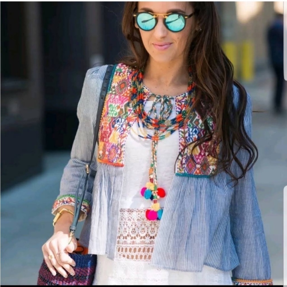 Nylon Apparel Embroidered Layover Layering Top Size M